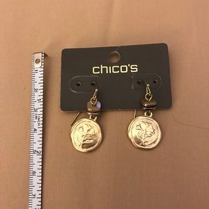 Goldtone pierced short drop earrings by Chico’s